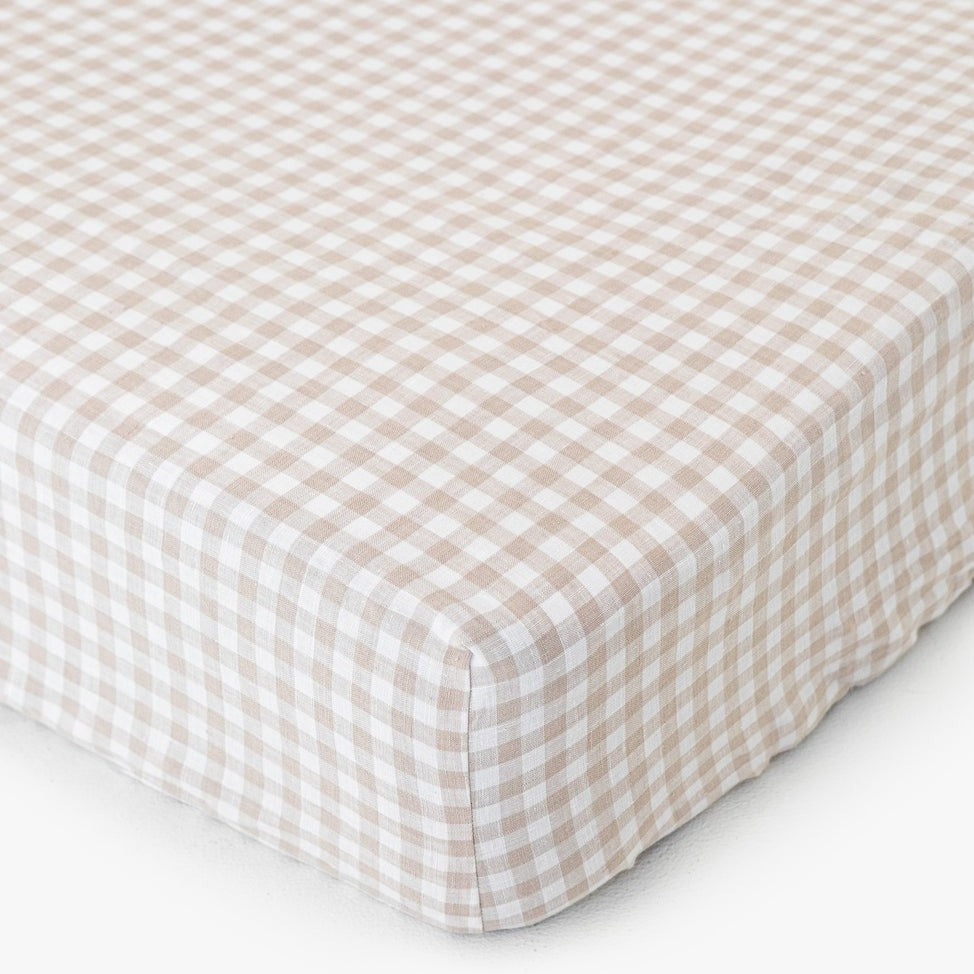 Drap housse en lin Magic Linen - Vichy Naturel