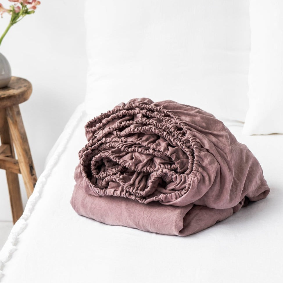Drap housse en lin Magic Linen - Woodrose