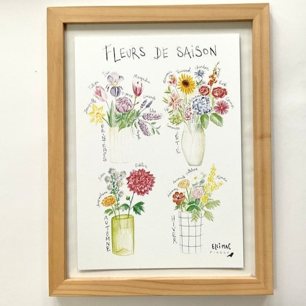 Ellimac Pinson , Grande carte A5 "Fleurs de Saison"