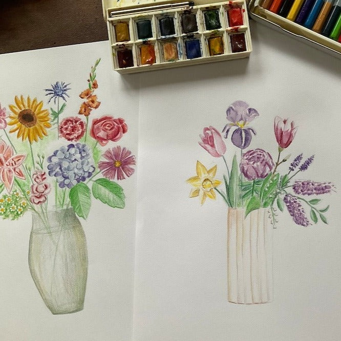 Ellimac Pinson , Grande carte A5 "Fleurs de Saison"