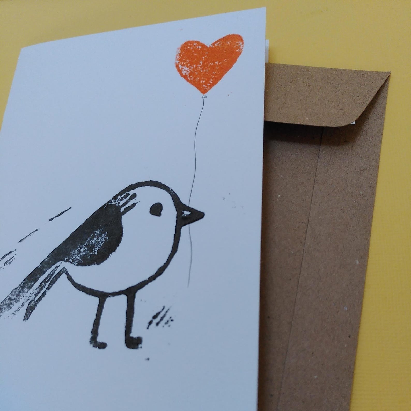 Ellimac Pinson, Petite carte A6 - Oiseau coeur