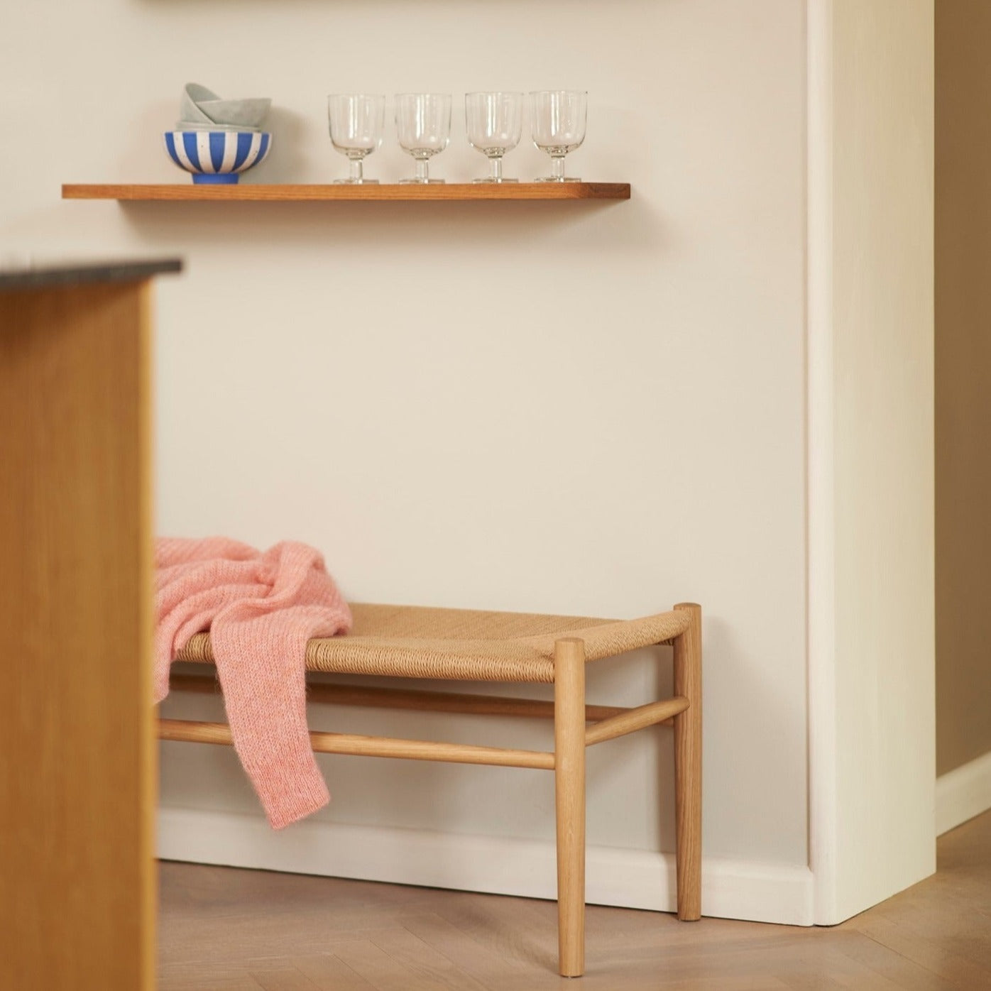 Banc en bois et tissage FDB Møbler - J83B Chêne naturel