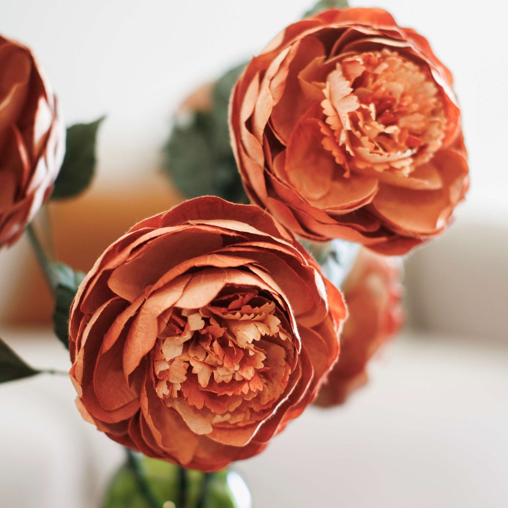 Flowrette, Bouton de Pivoine en papier - Pêche