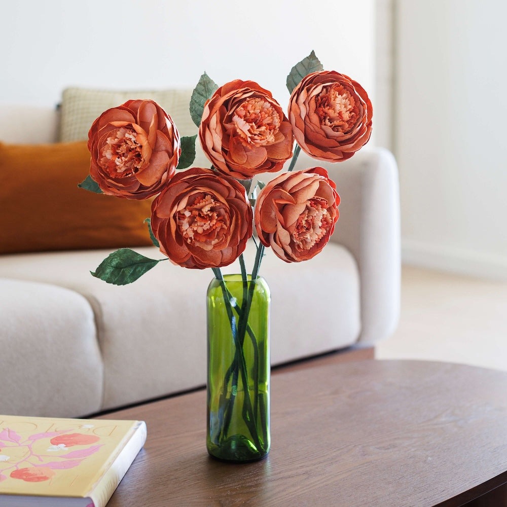 Flowrette, Bouton de Pivoine en papier - Pêche