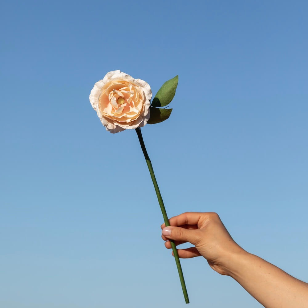 Flowrette, Camélia en papier - Pêche