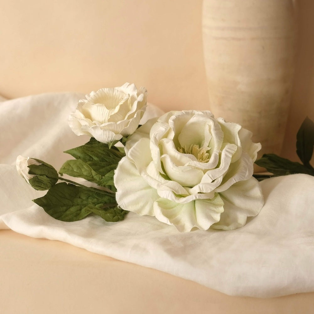Flowrette, Rose Caroline en papier - Blanche