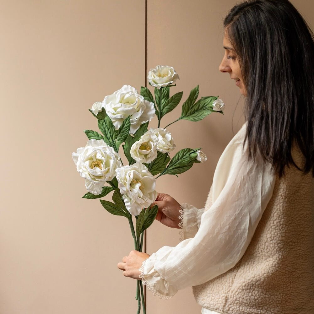 Flowrette, Rose Caroline en papier - Blanche