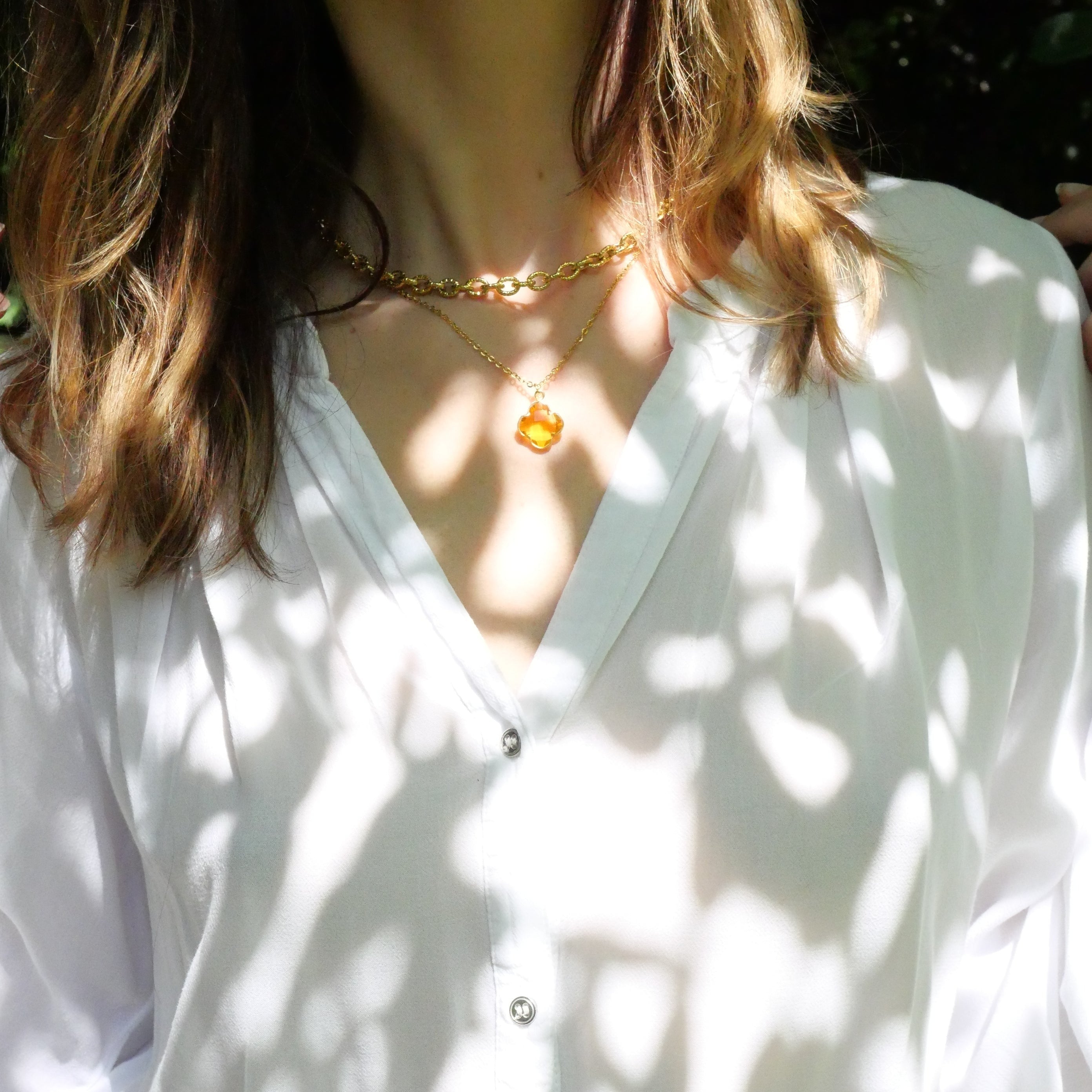 Ginander Bijoux, Collier - Trèfle Citrine