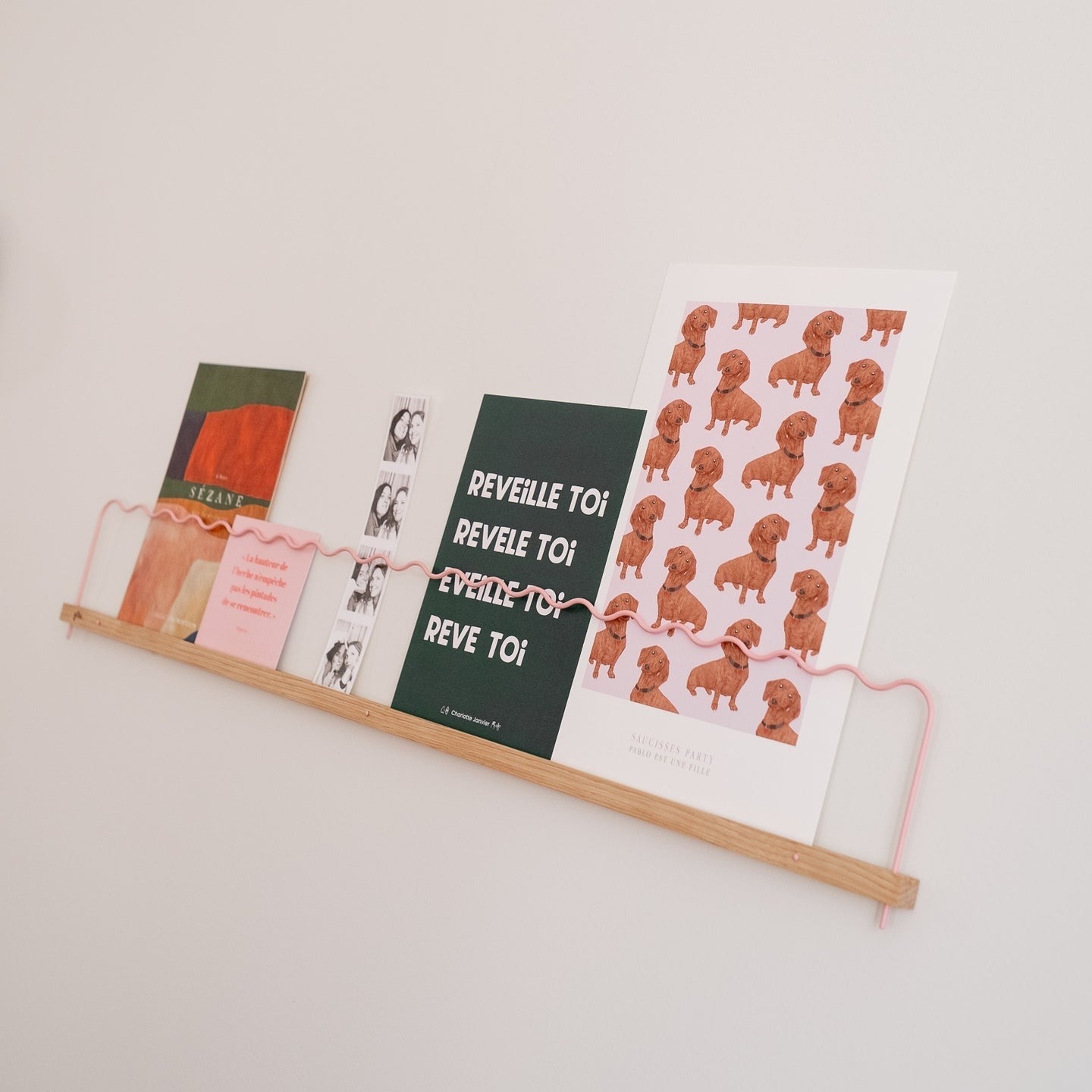 Gllu, Étagère Super Poses Onde Rose Clair - Grande (80cm)