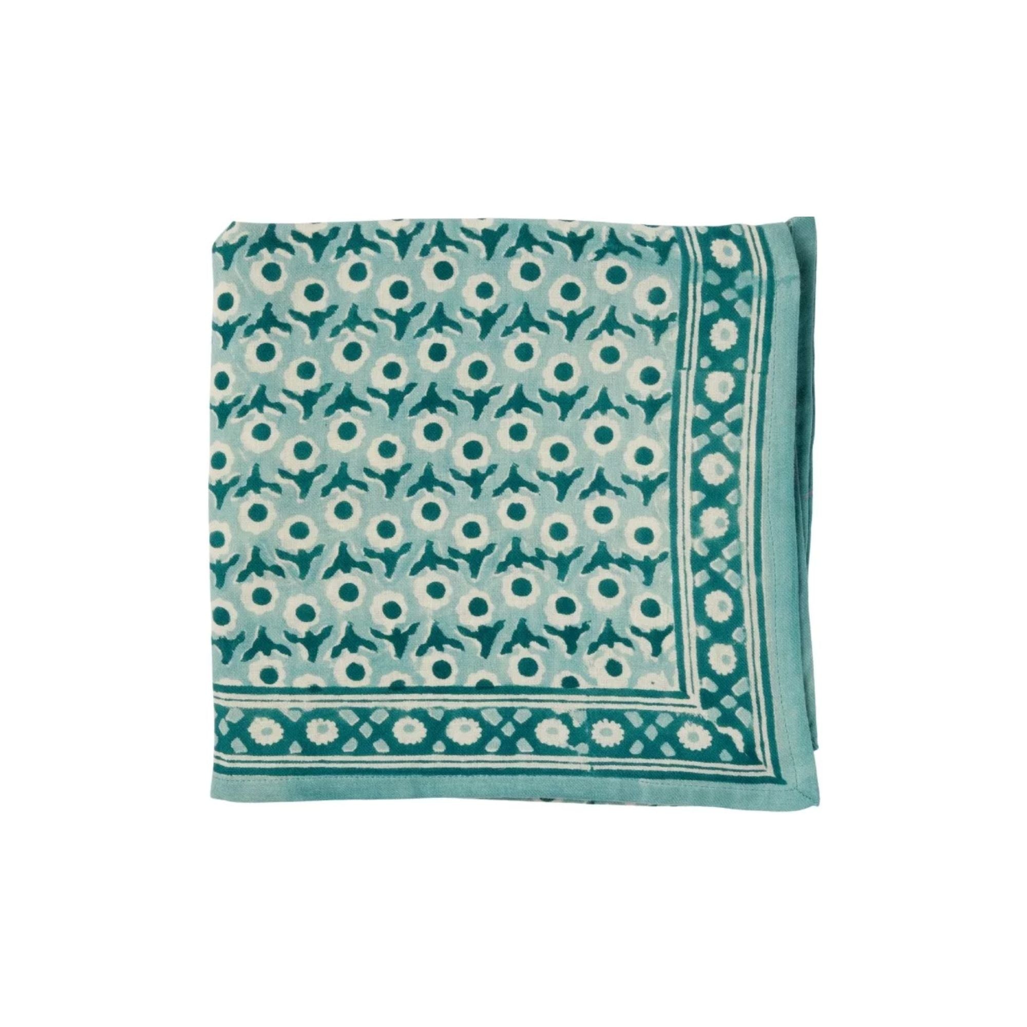 Grand Foulard Indien Bonheur du jour - Isha Blue Green