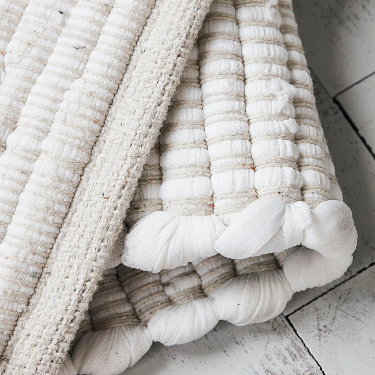 House Doctor, Tapis 160x70 - Chindi Blanc