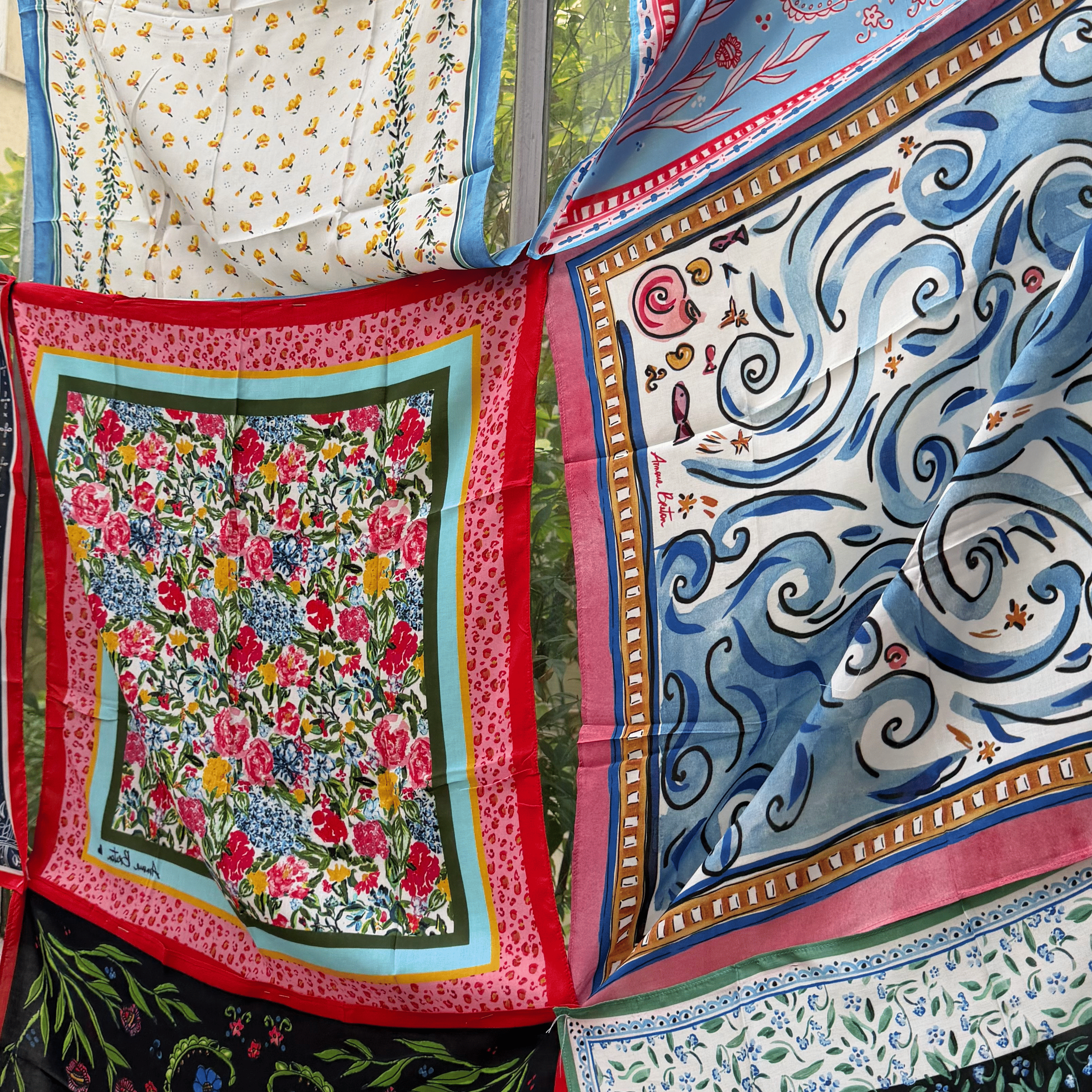Foulard Amour Breton - Fleurs Bleues