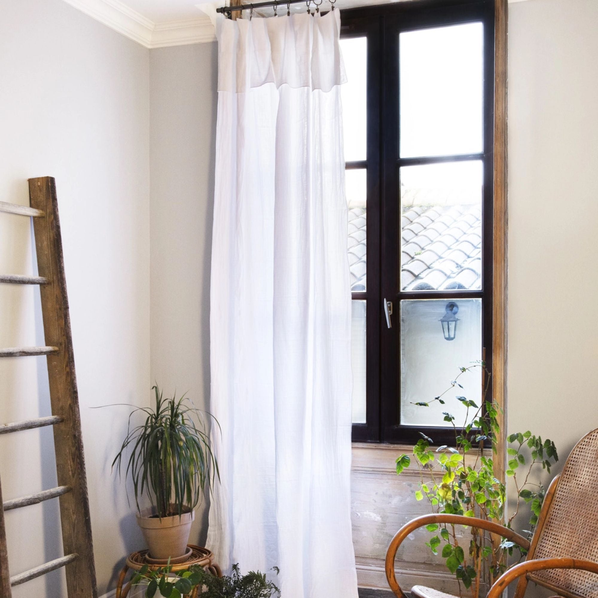 L'effet Papillon, Rideau en gaze de coton 140x300 cm - Blanc