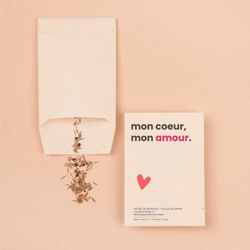 La Fabrique à Sachets, Sachet de graines de Nigelle de Damas - Mon cœur, mon amour