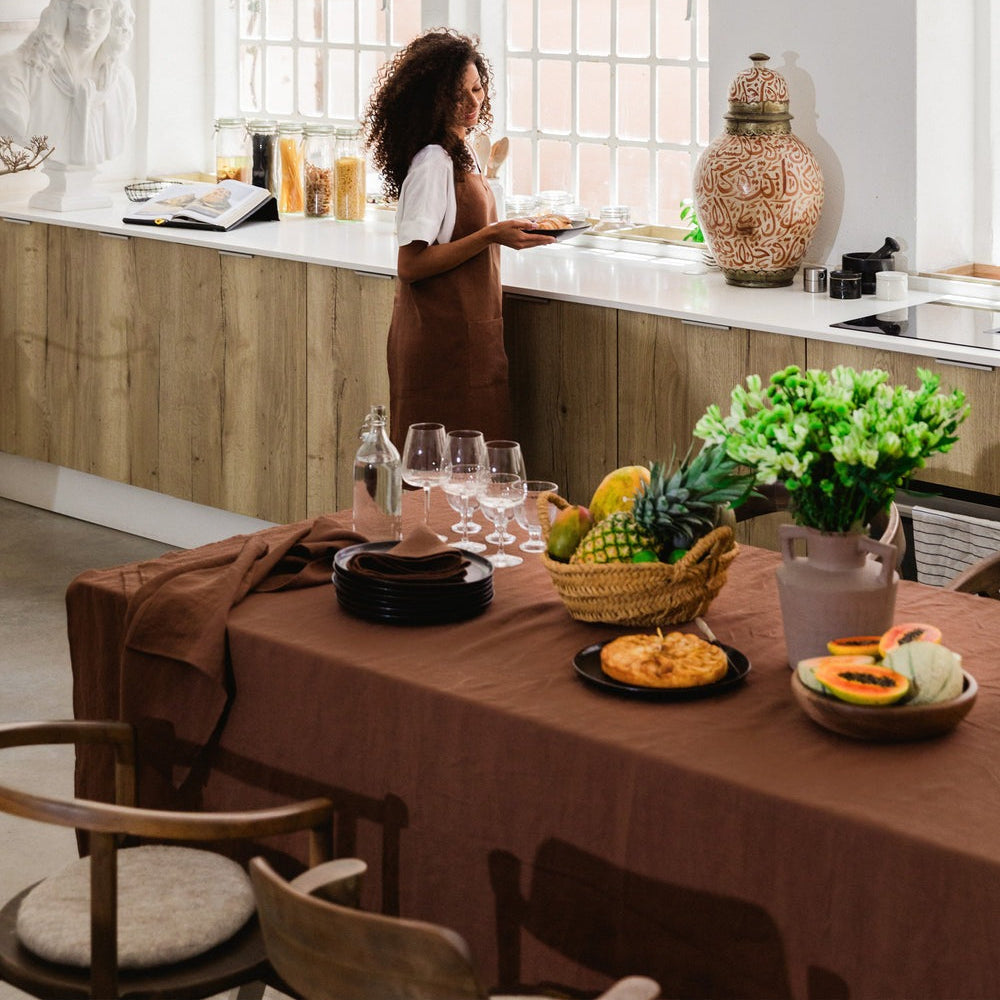 Magic Linen, Nappe en lin 150x250 - Chocolate Brown