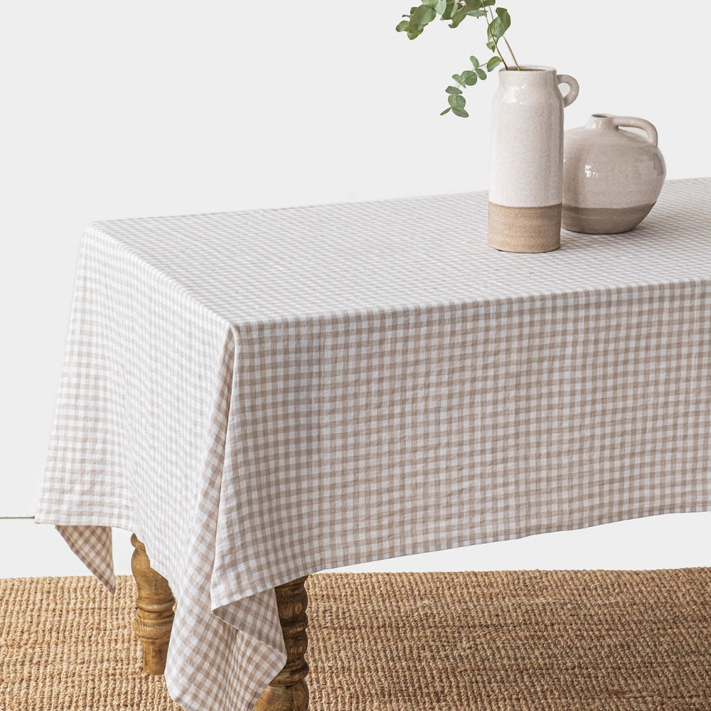 Magic Linen, Nappe en lin 150x250 - Vichy Naturel
