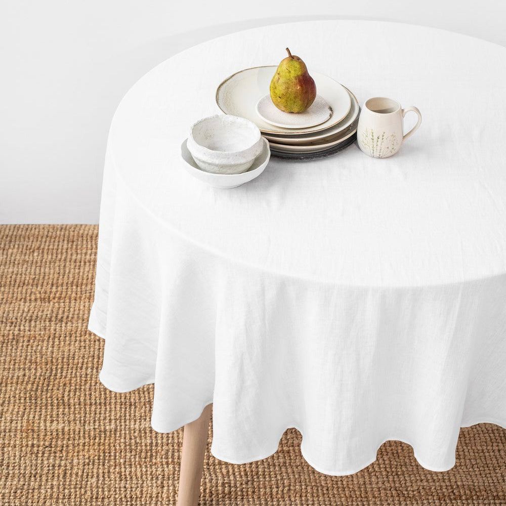 Magic Linen, Nappe ronde en lin - Blanc