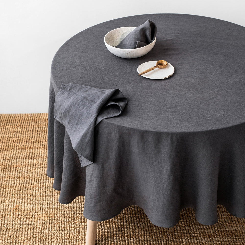 Magic Linen, Nappe ronde en lin - Charcoal Gray