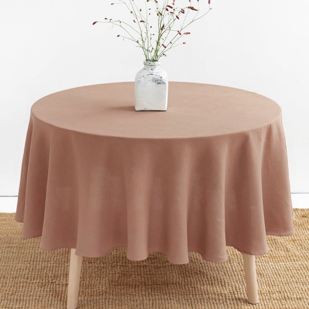 Magic Linen, Nappe ronde en lin - Coral Clay