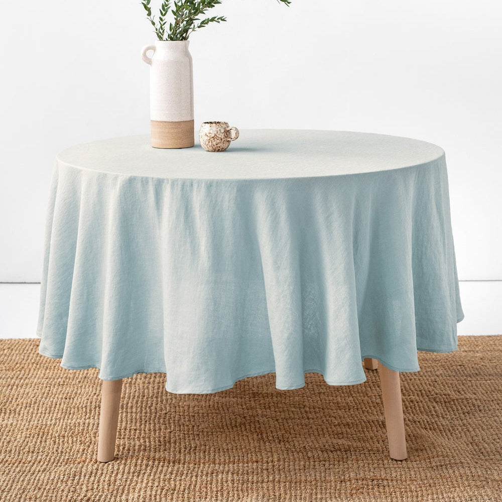 Magic Linen, Nappe ronde en lin - Dusty Blue