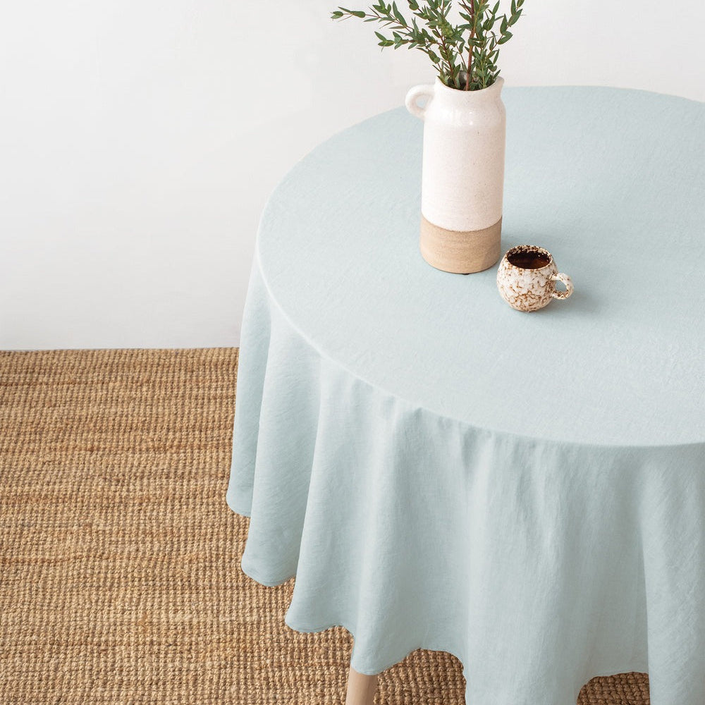 Magic Linen, Nappe ronde en lin - Dusty Blue
