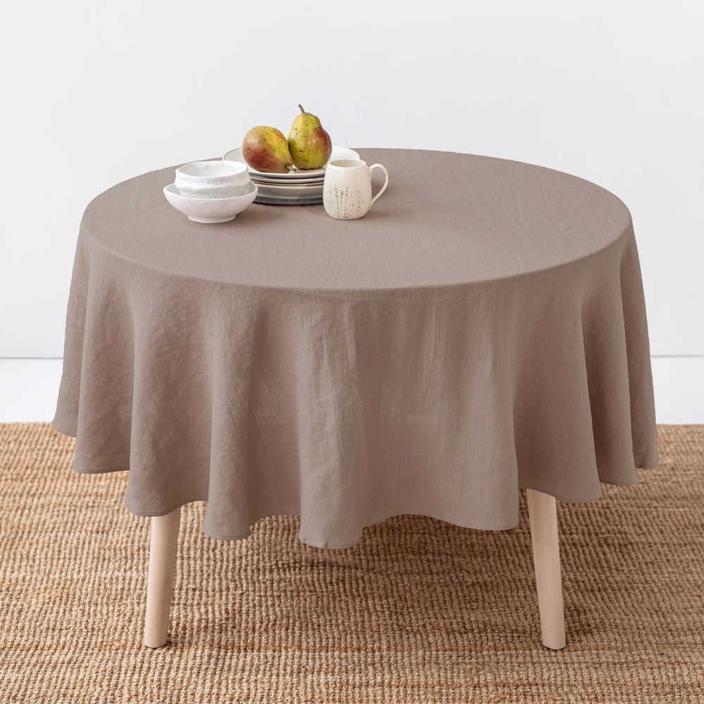 Magic Linen, Nappe ronde en lin - Mocha