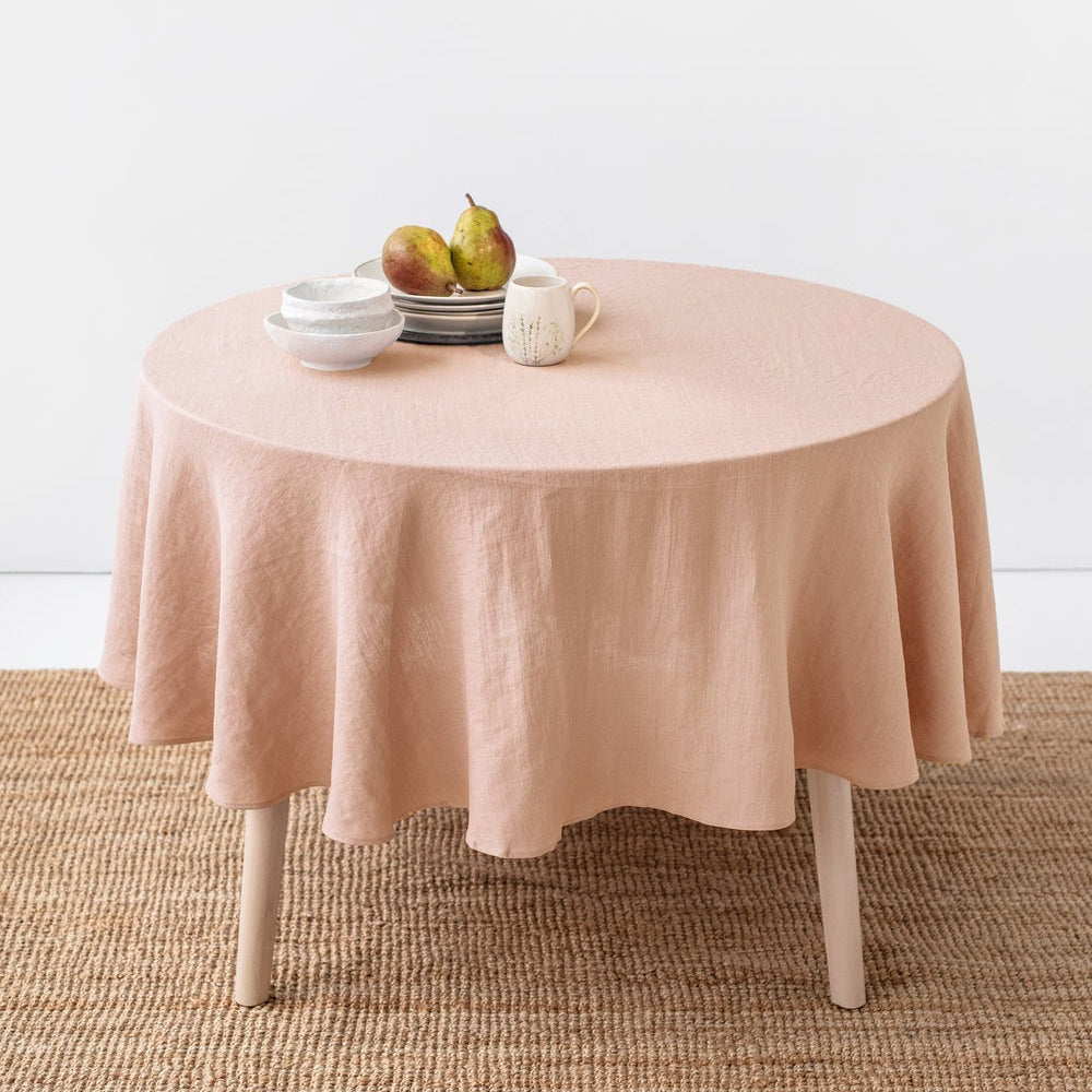 Magic Linen, Nappe ronde en lin - Peach