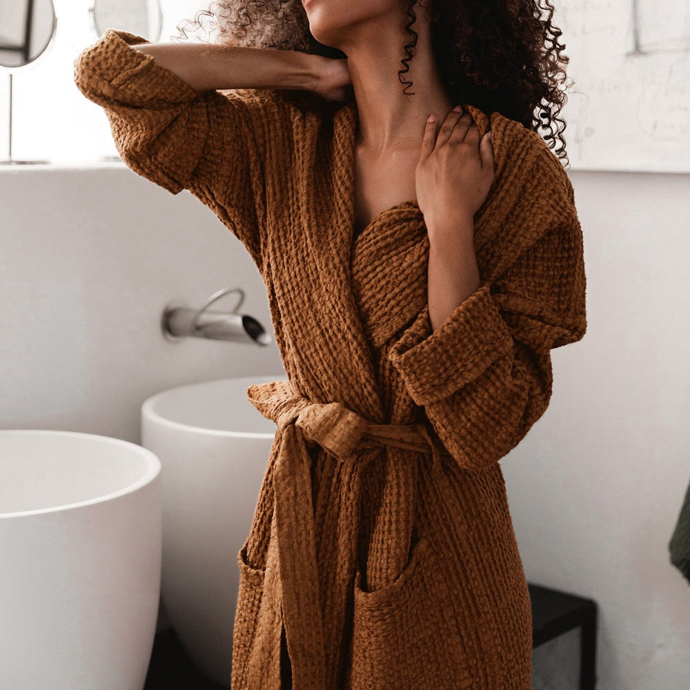 Magic Linen, Peignoir en lin gaufré pour femmes