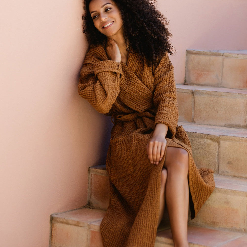 Magic Linen, Peignoir en lin gaufré pour femmes