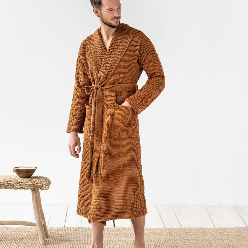 Magic Linen, Peignoir en lin gaufré pour hommes