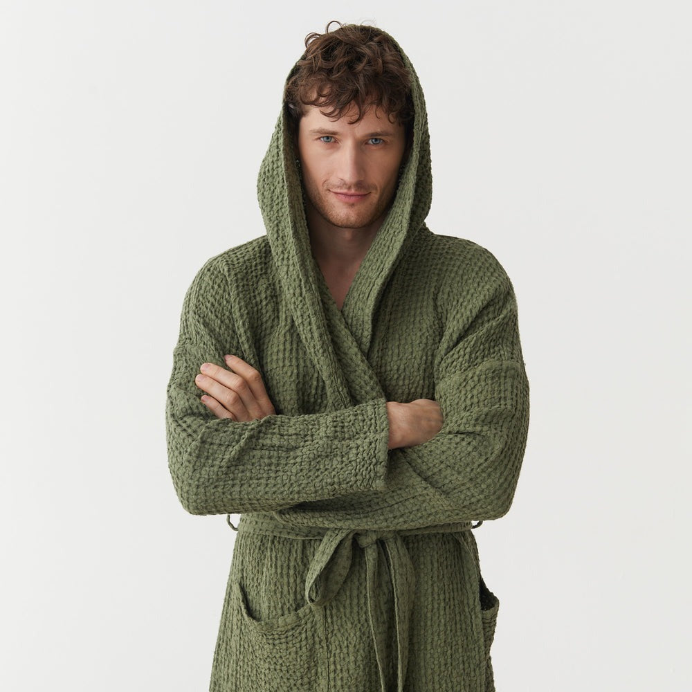 Magic Linen, Peignoir en lin gaufré pour hommes