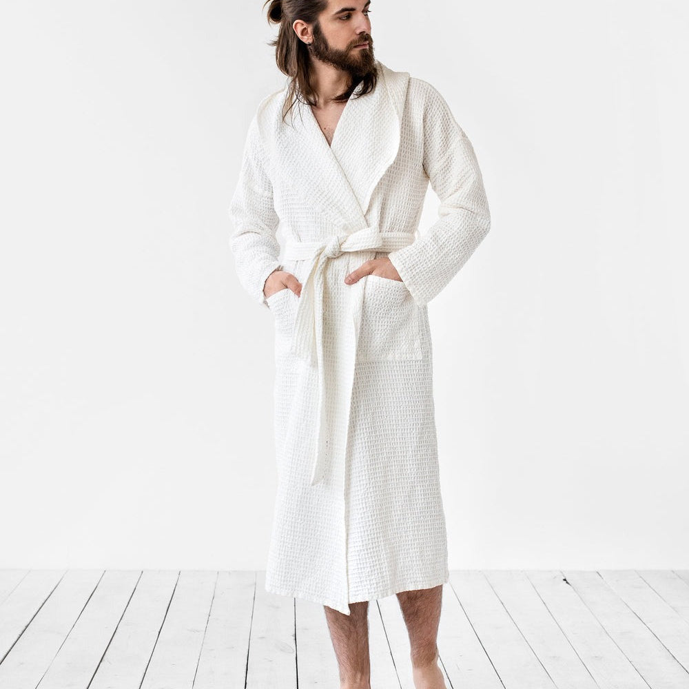 Magic Linen, Peignoir en lin gaufré pour hommes
