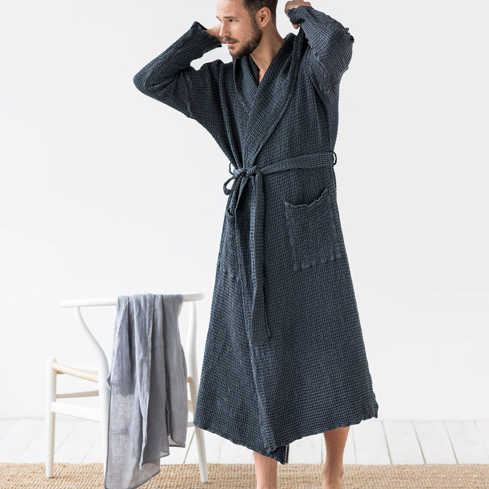 Magic Linen, Peignoir en lin gaufré pour hommes