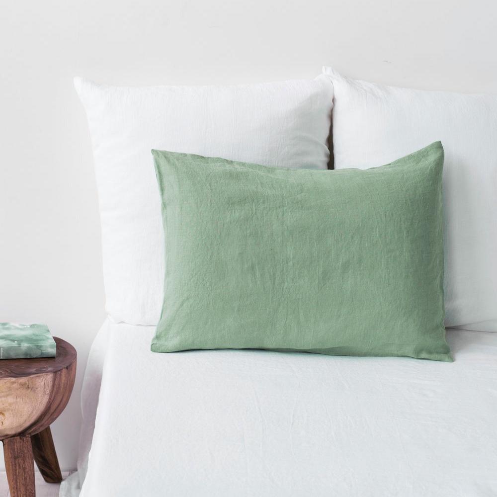 Magic Linen, Taie d'oreiller en lin - Matcha green