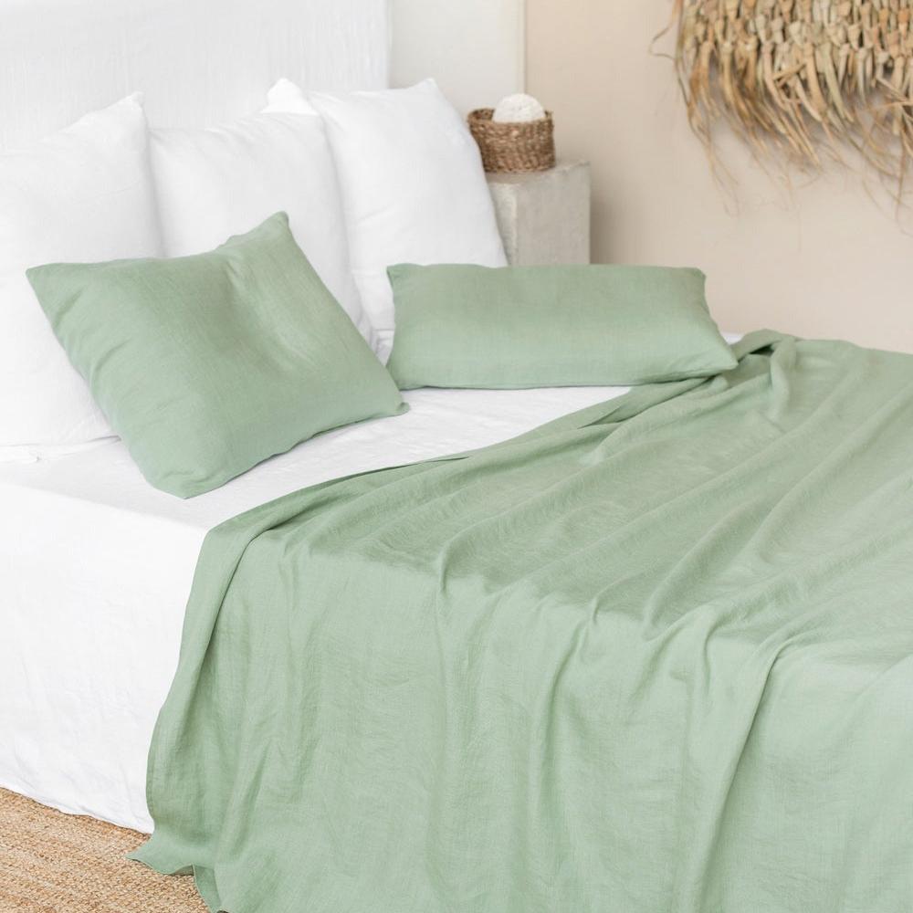 Magic Linen, Taie d'oreiller en lin - Matcha green