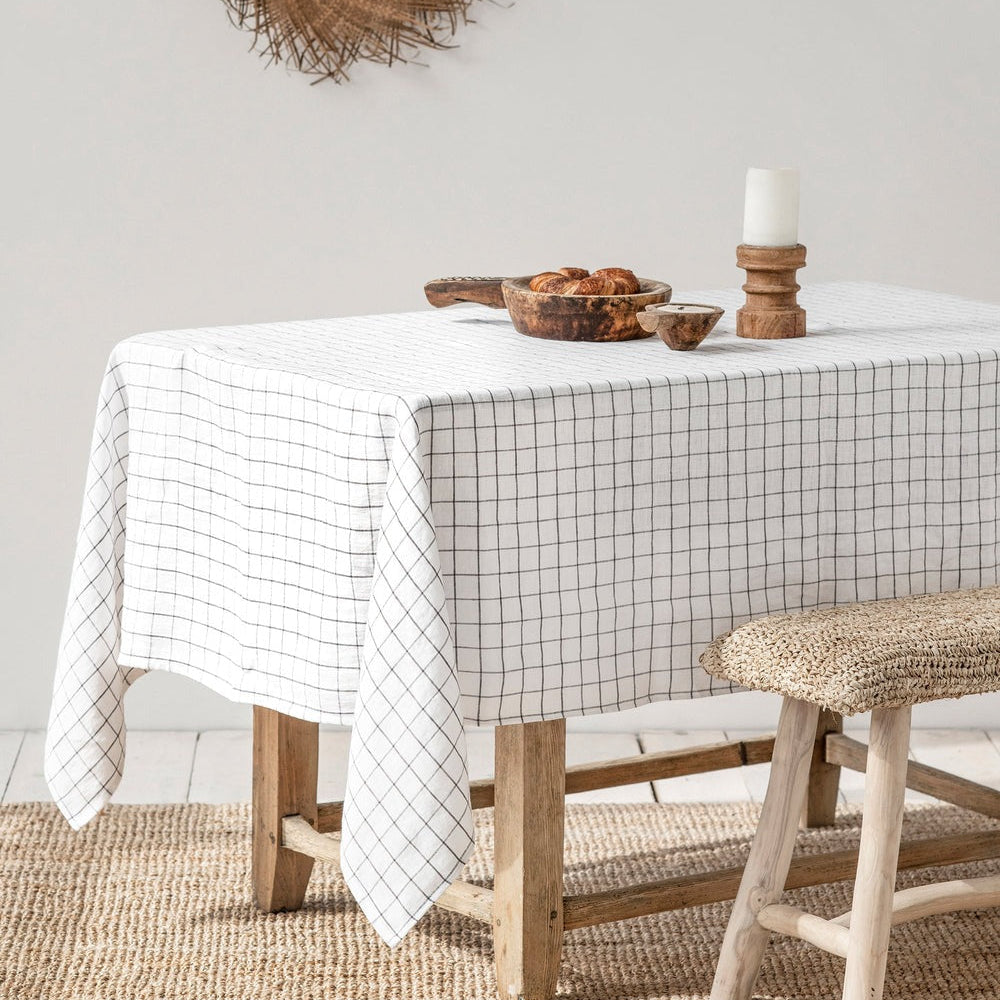 Magic Linen, Nappe en lin 150x250 - Charcoal Grid