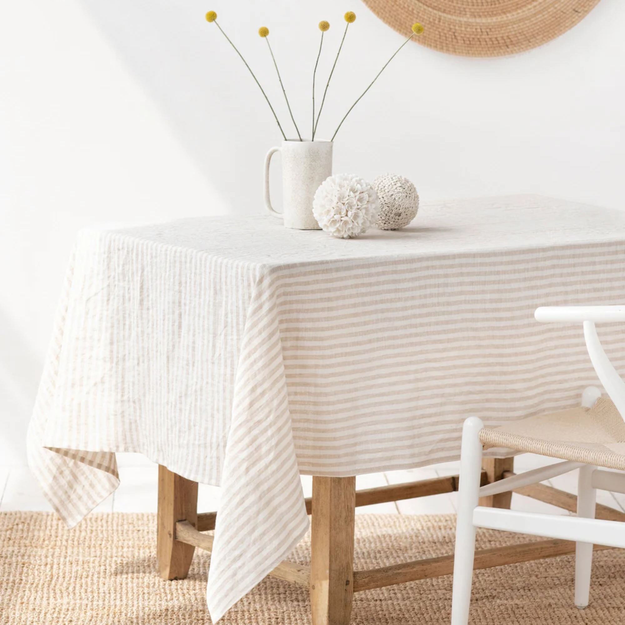 Magic Linen, Nappe en lin 150x250 - Rayé beige