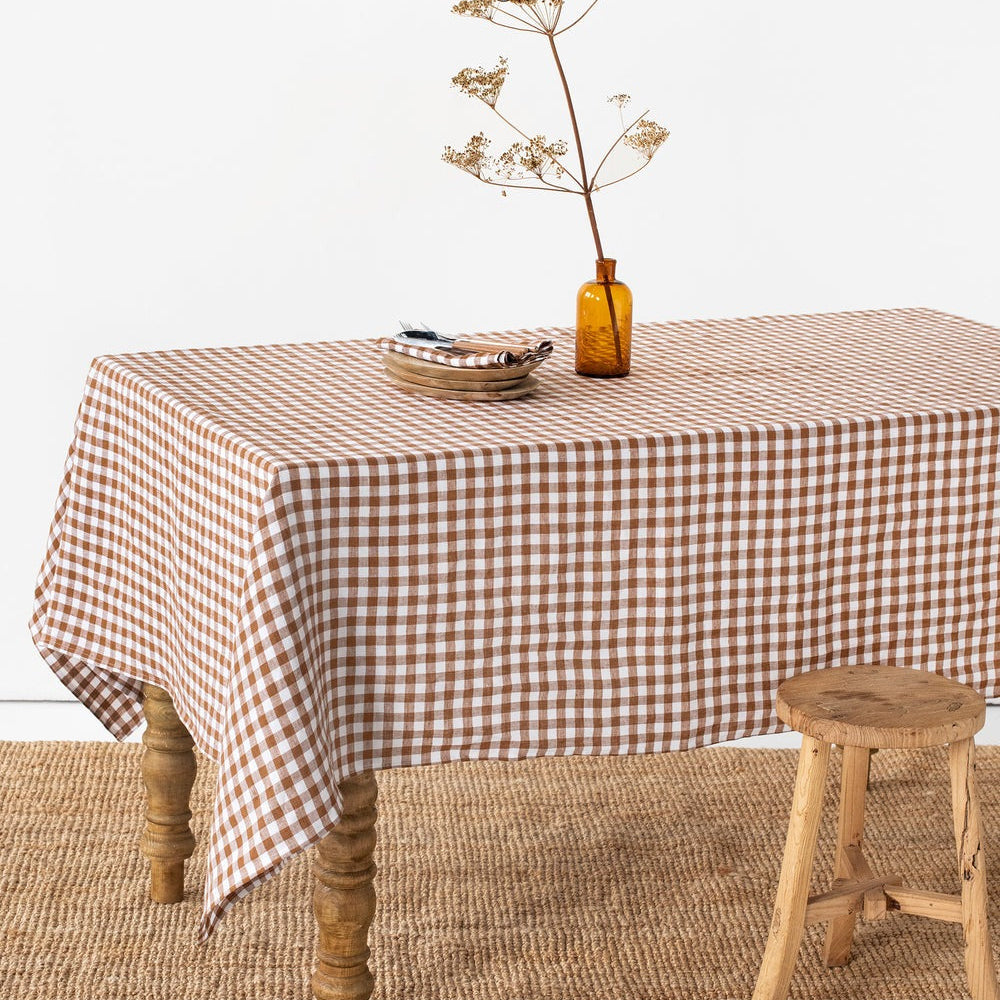 Magic Linen, Nappe en lin 150x250 - Vichy Cannelle