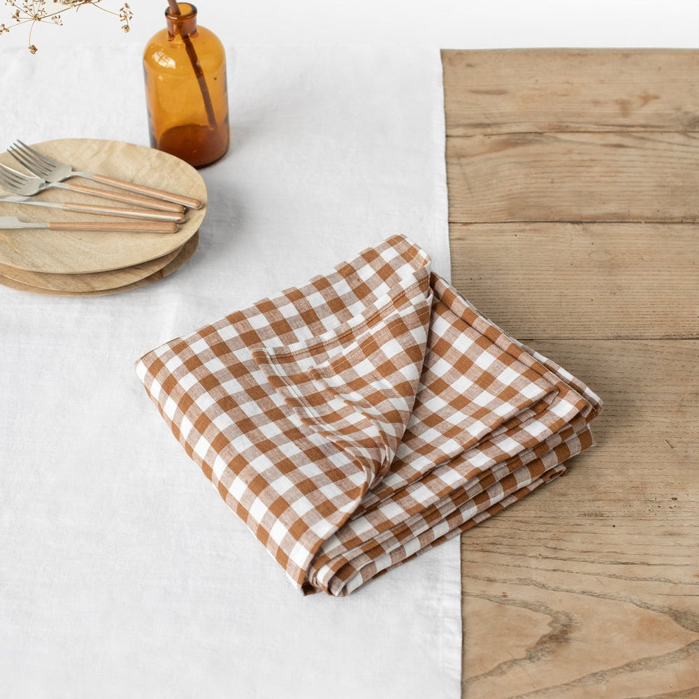 Magic Linen, Nappe en lin 150x250 - Vichy Cannelle