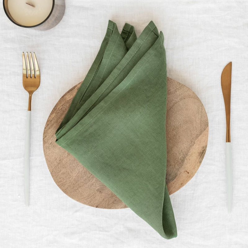 Magic Linen, Serviette de table en lin - Vert Forêt