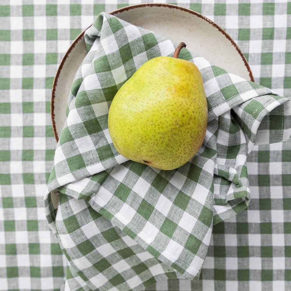 Magic Linen, Serviette de table en lin - Vichy Vert forêt