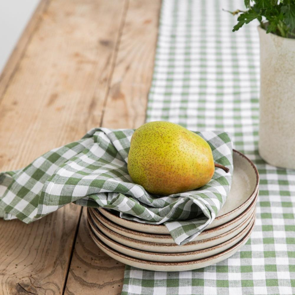 Magic Linen, Serviette de table en lin - Vichy Vert forêt