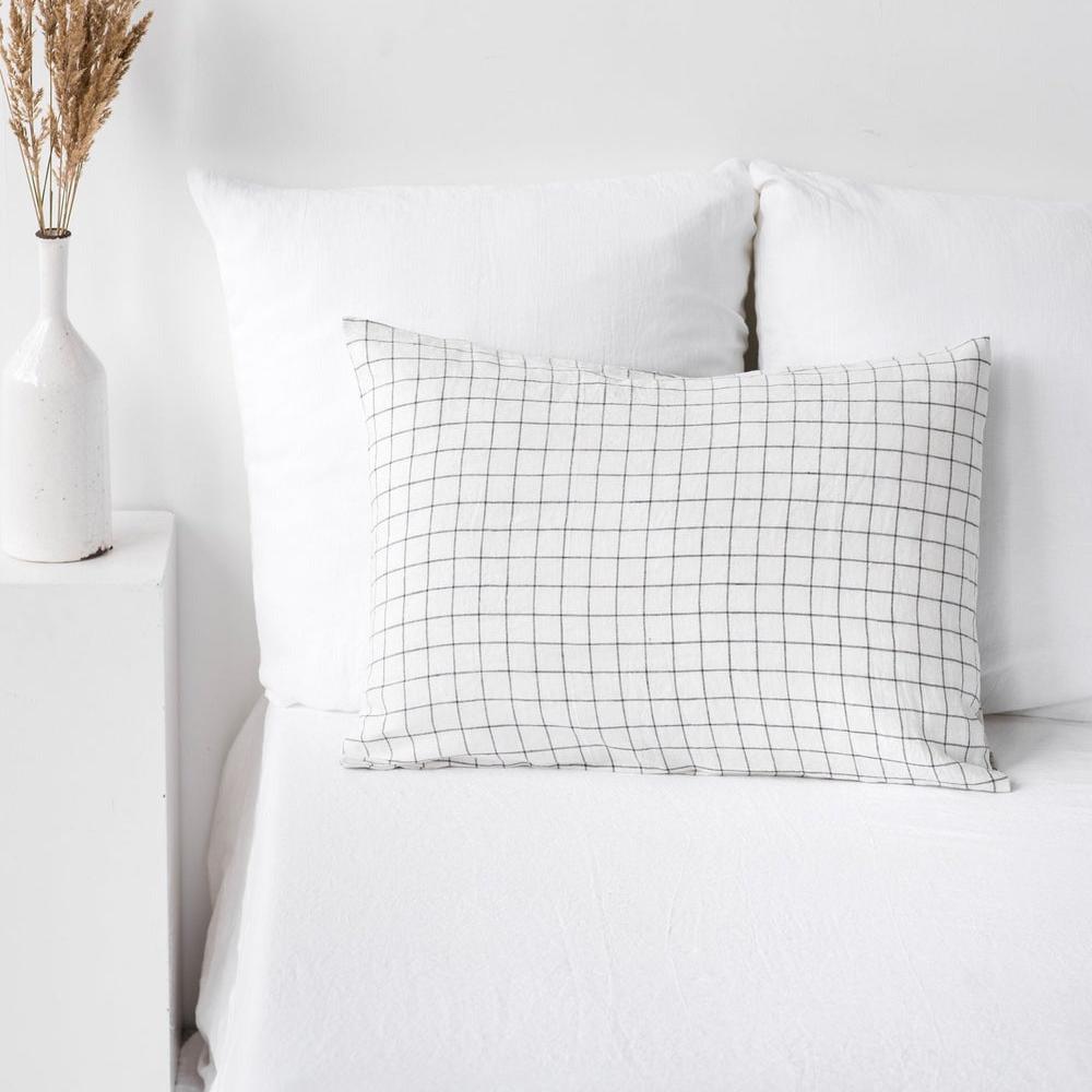 Magic Linen, Taie d'oreiller en lin - Carreaux