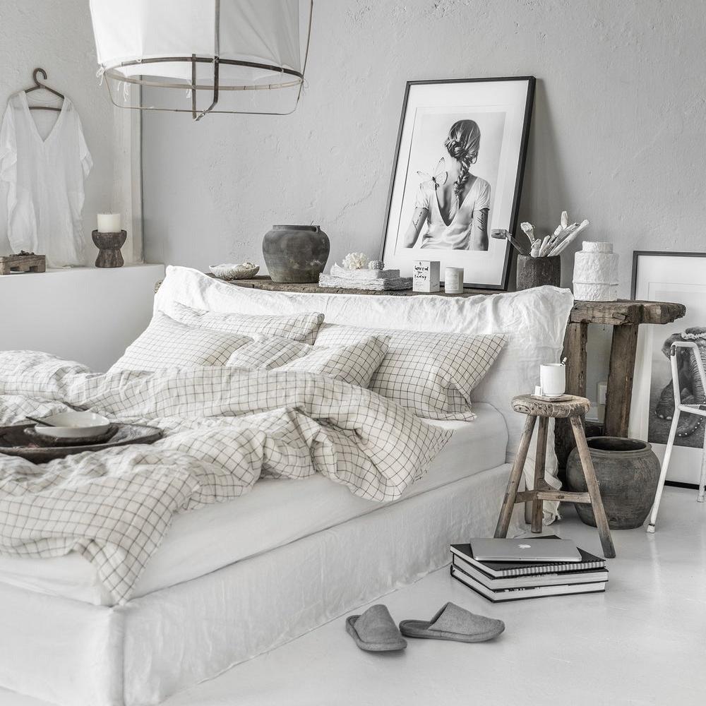 Magic Linen, Taie d'oreiller en lin - Carreaux