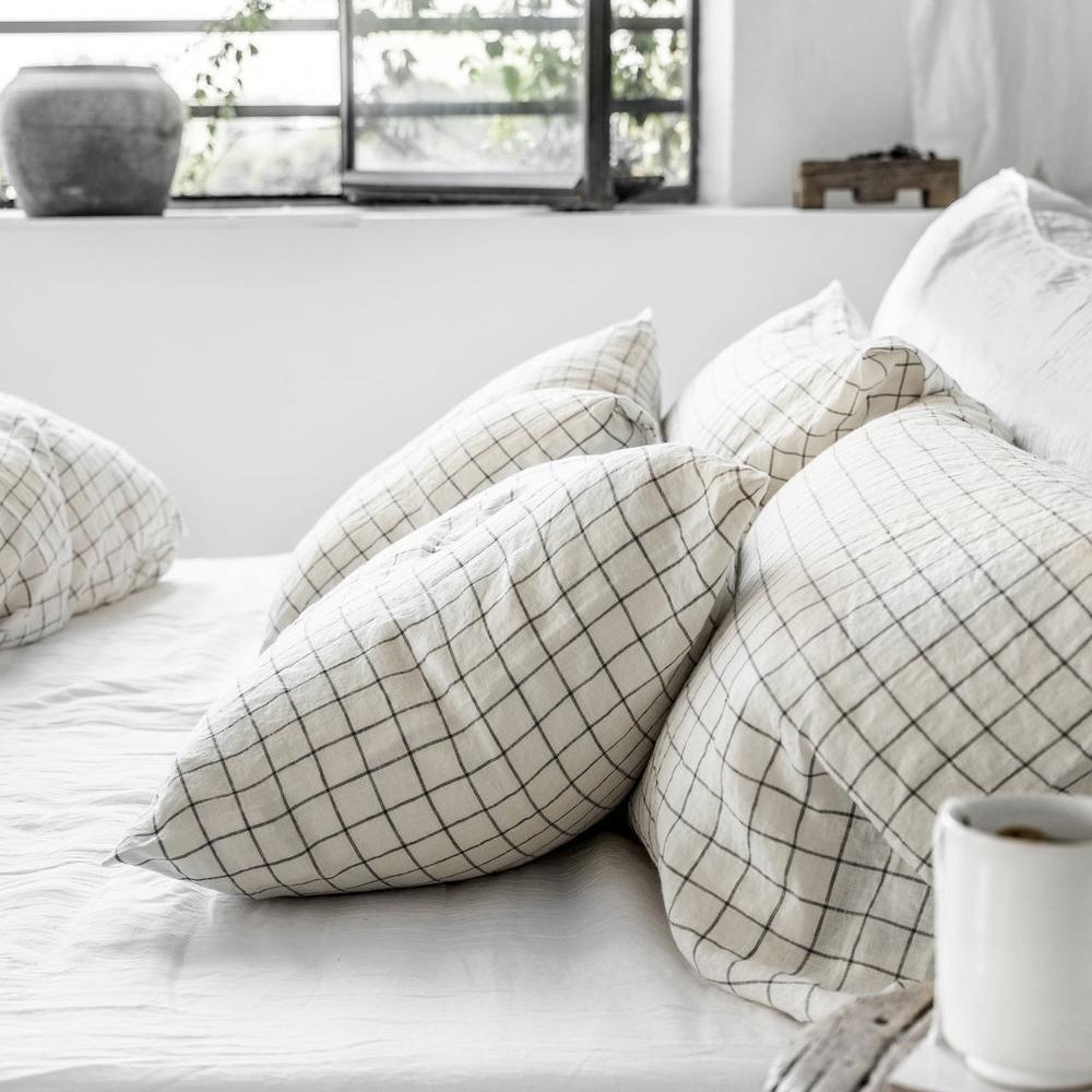 Magic Linen, Taie d'oreiller en lin - Carreaux