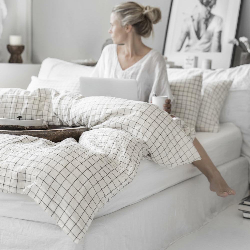 Magic Linen, Taie d'oreiller en lin - Carreaux