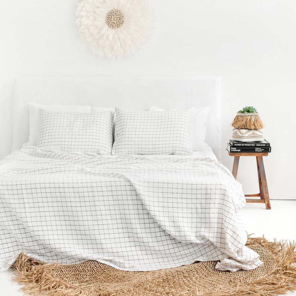 Magic Linen, Taie d'oreiller en lin - Carreaux