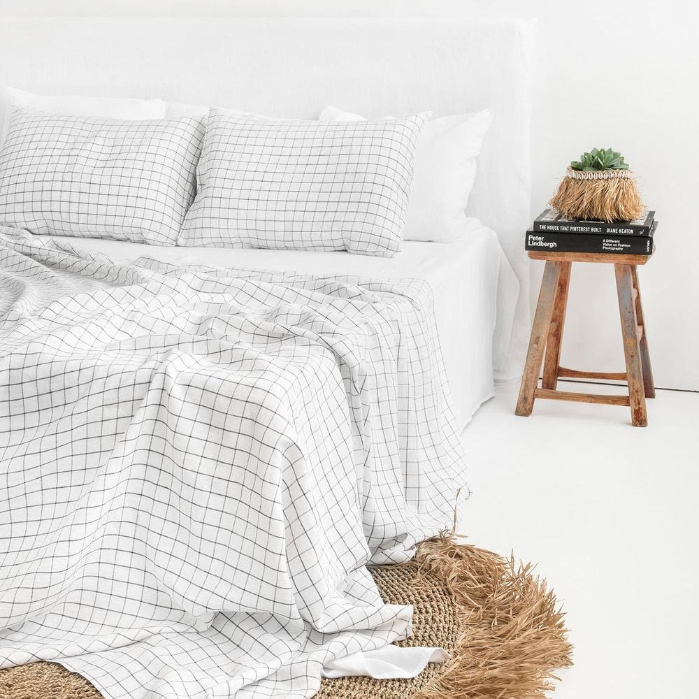 Magic Linen, Taie d'oreiller en lin - Carreaux