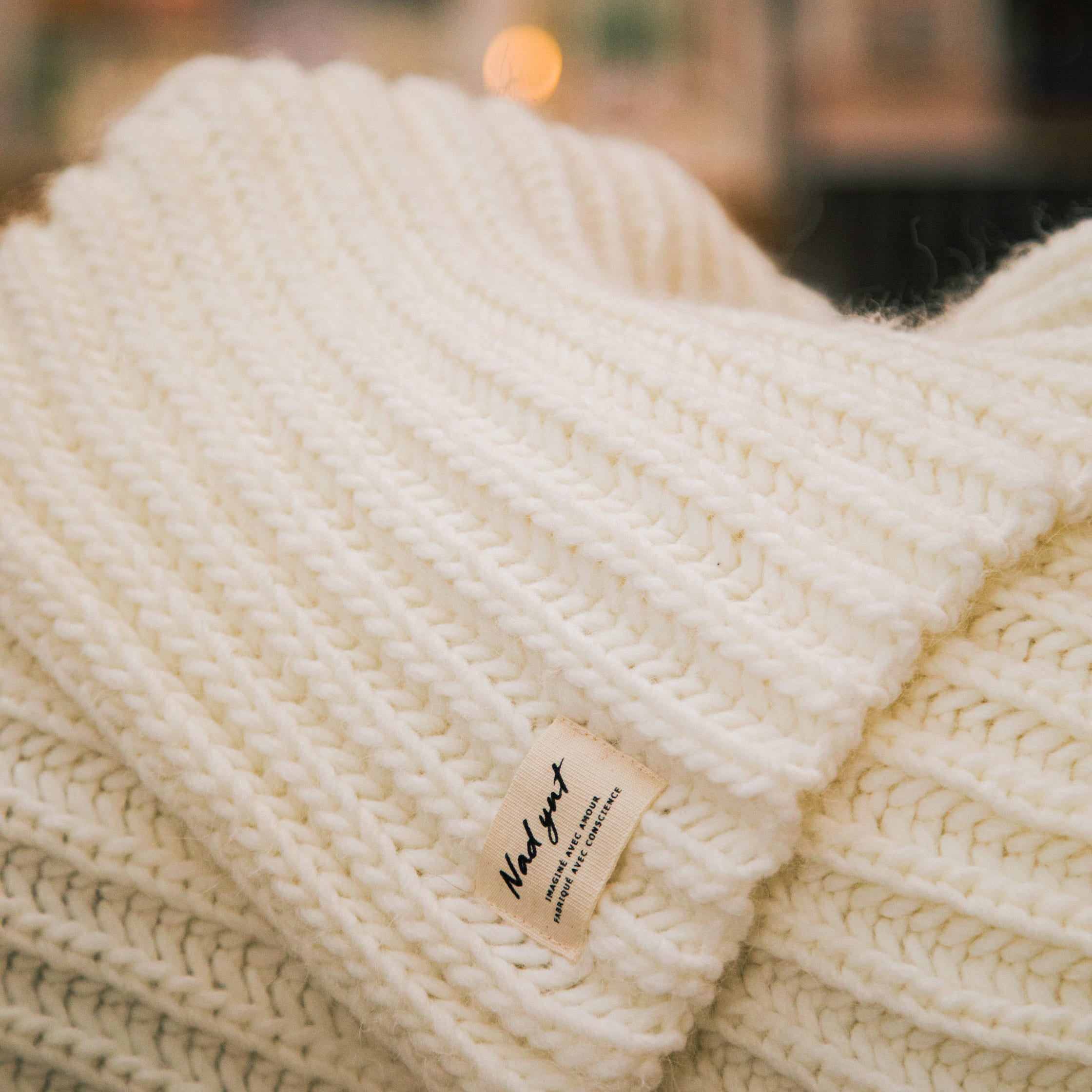 Nad Yut, Plaid en laine tressée - Écru