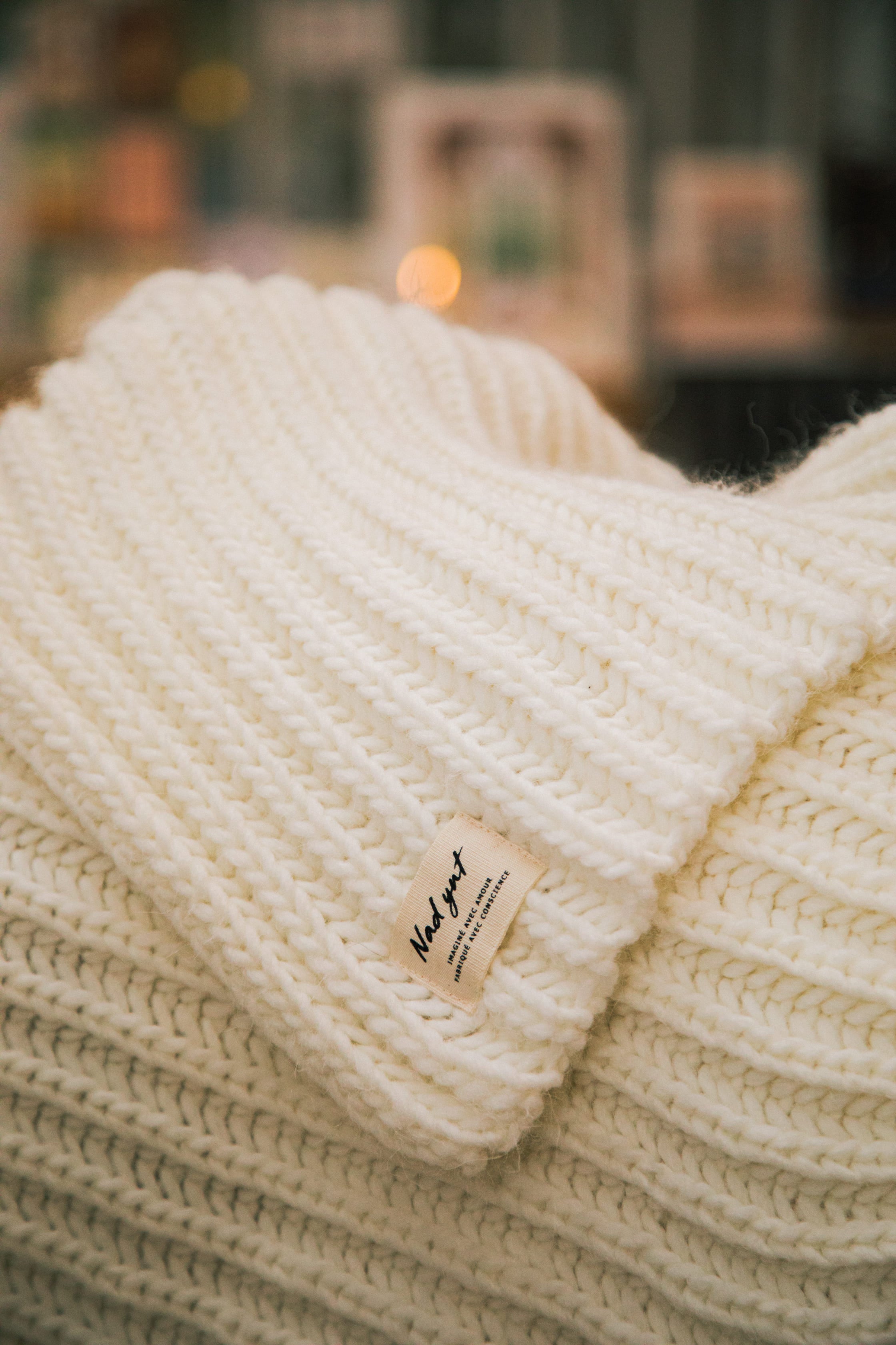 Nad Yut, Plaid en laine tressée - Écru